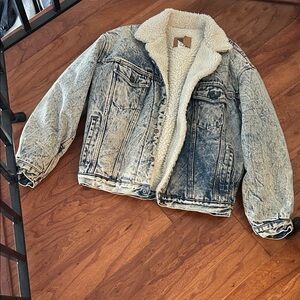 GAP Vintage 90s Trucker Denim Oversized Sherpa Fur Lined Jacket